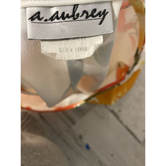 Aubrey Women's Skirt Bright Orange Yellow Floral Print Large MIDI‎ No Lining - Picture 4 of 6